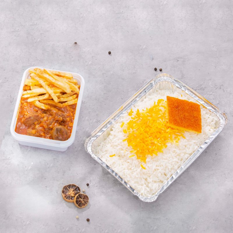 چلو خورشت قیمه سیب زمینی