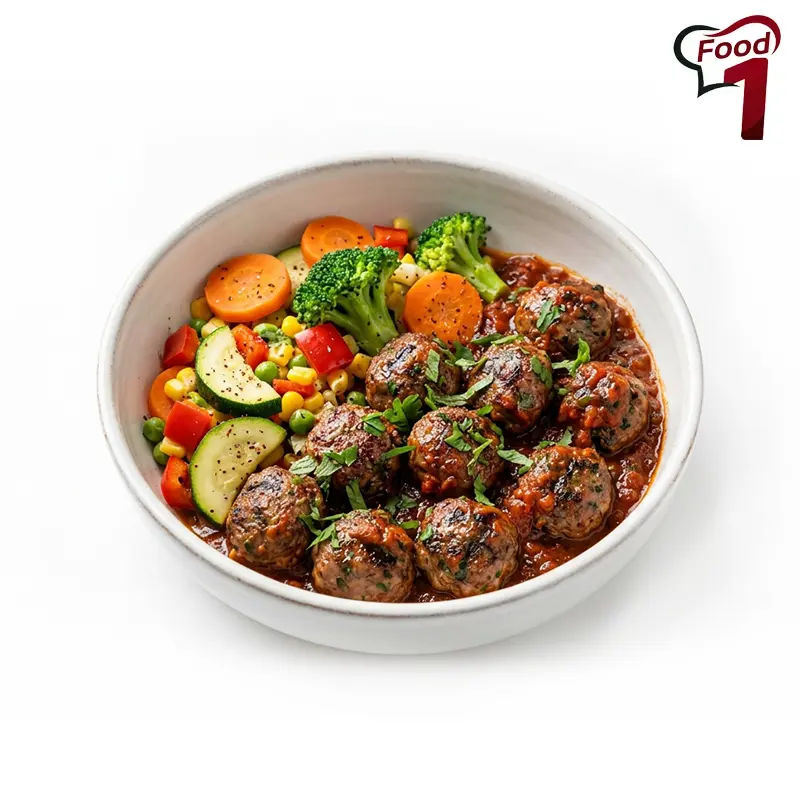 خوراک گوشت قلقلی با سبزیجات (۲۰۰ گرم گوشت)